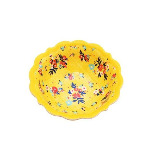 Lot of 4 Pioneer Woman Melamine Dip Bowl Vintage Ditsy Yellow 5.35in 11oz New - Picture 3 of 6